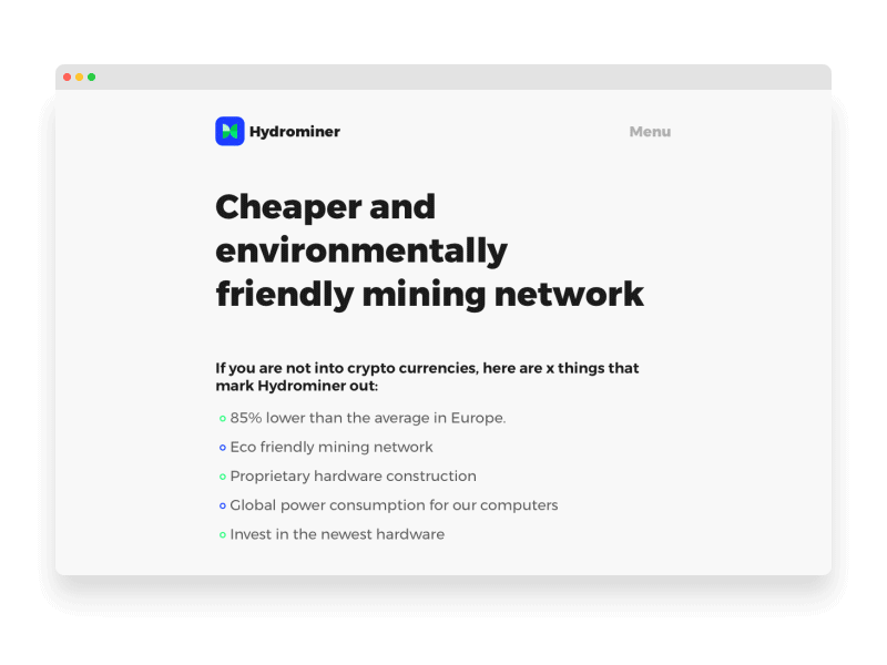 Hydrominer animation bitcoin colorful design flat illustration landing page minimal mining motion ui