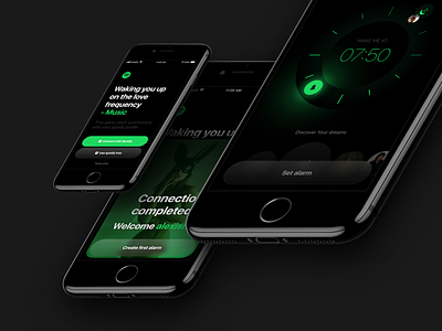 Spotify Alarm Clock alarm app blackandgreen design graphic music phone sketch spotify ui ux work