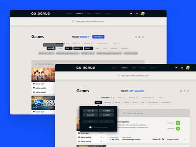 GG.Deals interface design desktop dribbble game graphicdesign interface sketch ui ux videogames webdesign website