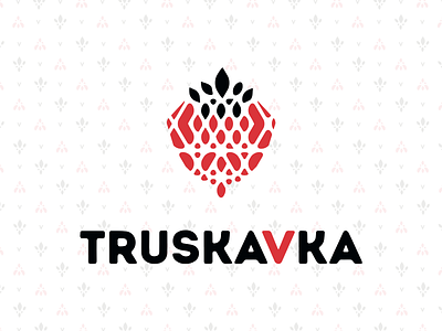 Truskavka Logo brand branding design fruit graphic design logo logotype pattern red sketch strawberry white