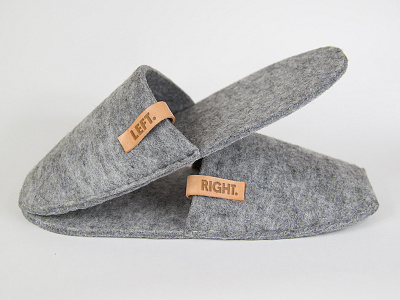 RIGHT/LEFT slippers — product design fashion felt graphic design product design typography