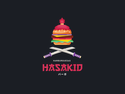 Hasakid - Hamburguesas artwork branding burger bushido design fast food illustration japanese style logo ninja samurai vector