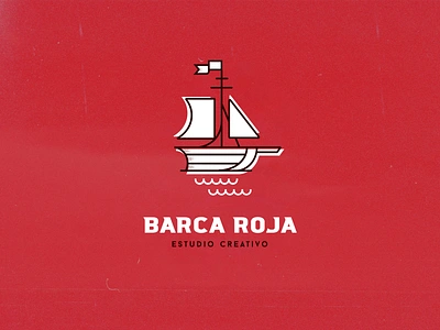 Barca Roja artwork boat illustrator isotype logo red sail sea vector