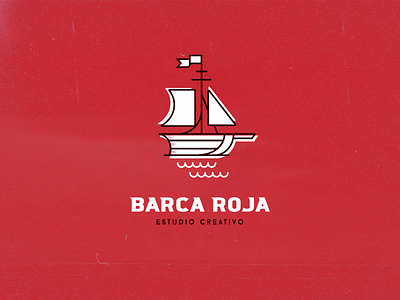 Barca Roja artwork boat illustrator isotype logo red sail sea vector