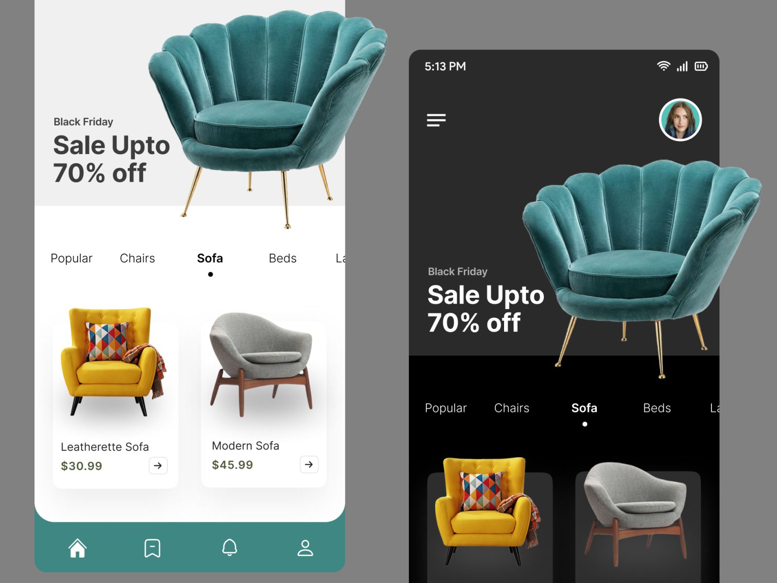 Furniture Shopping App UI by Syed Ali Hussain Rizvi on Dribbble