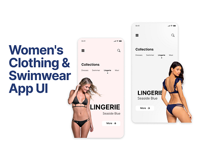 Women's Clothing & Swimwear App UI bikini concept design lingerie mobile app mobileui model ui