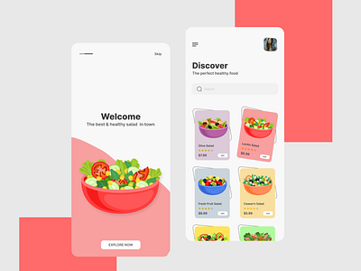 Healthy Food Salad- Mobile App concept design mobile app mobileui ui