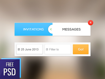 iOS UI elements blur button calendar filter freebie ios iphone notification psd tabs ui