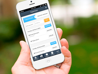 Personal finance iOS app calendar clean expense finance ios iphone menu minimalistic navigation price tabs ui