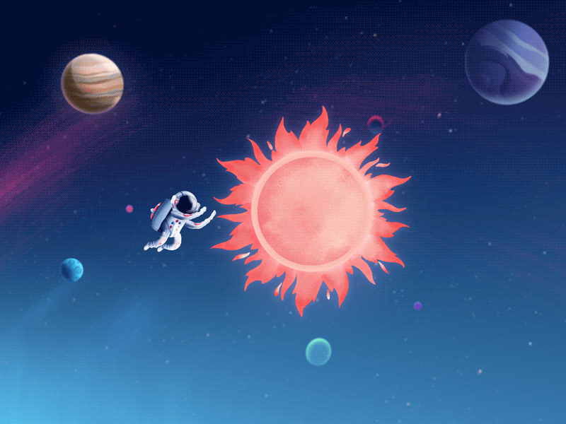 Astronaut aftereffects animation astronaut character characteranimation illustration loop motiongraphics planet space spaceman sun