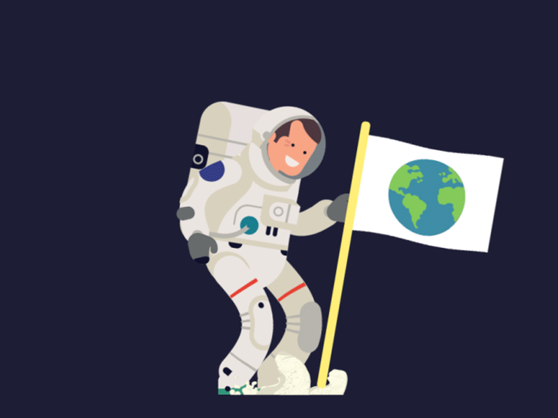 Space Walk 2d animation apollo astronaut character animation conquest discover earth gif loop moon space ship