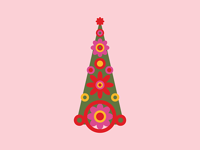 Groovy Holiday Tree Illustration, 2019 1960 drawing groovy illustration illustrations mod psychadellic trippy vector