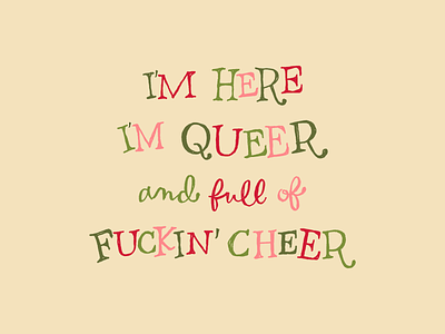 Queer Cheer Lettering, 2019 christmas drawing gay handletter handlettering holidays lettering queer sketch typography