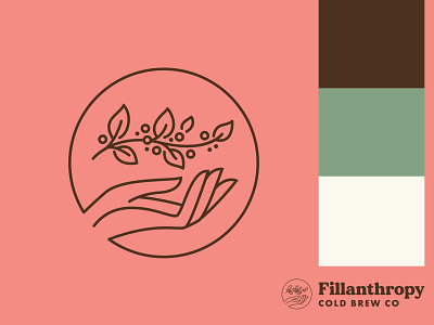 Fillanthropy Cold Brew Co. branding coffee cold brew community giving growth hand handmade logo philanthropy plant