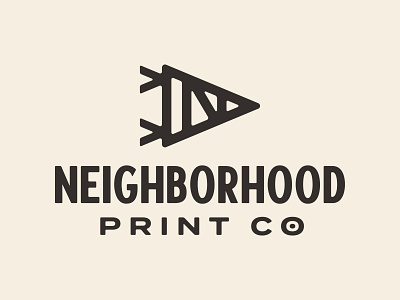 Neighborhood Print Co. logo monoline n pennant simple thick lines triangle