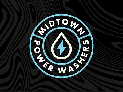 Midtown Power Washers badge bolt branding clean drop logo power wash pressure wash wash water