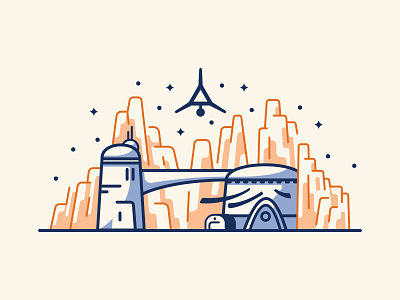 Lost Cantina Toys batuu branding building cantina futuristic identity illustration landscape logo logo mark memphis outer space space star wars tennessee