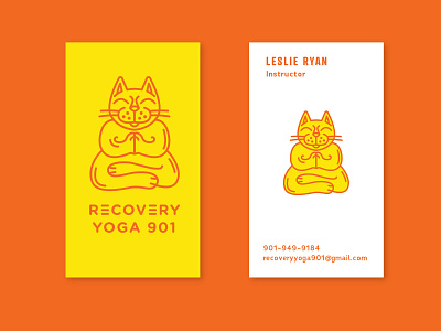 Recovery Yoga 901 901 branding business card cat feline illustration logo yoga