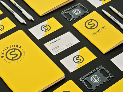 Signature Branded pieces branding business card identity logo memo books multi tool