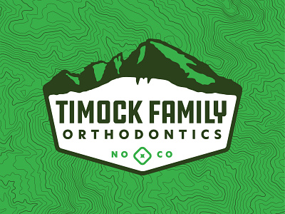 Timock Family Orthodontics branding green horsetooth logo longs peak modern molar mountain range mountains orthodontics orthodox outdoors topo topographic map