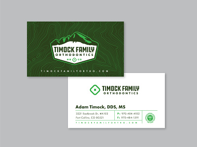 Timock Family Orthodontics Business Card brand identity branding business card business card design logo logo design molar mountains orthodontics orthodox outdoors teeth tooth