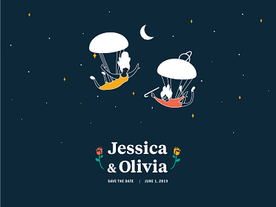 Friends' Save the Dates design illustration illustrations illustrator moon save the date save the dates sky stars wedding