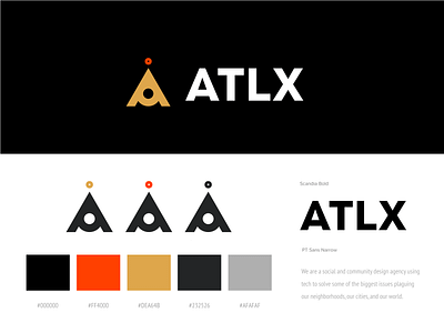 ATLX Logo branding brandmark color palette design illustrator vector white