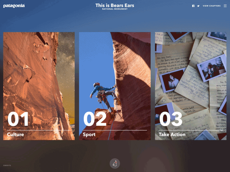 Bears Ears by Patagonia animation bears ears columns gif hiking interaction menu nature patagonia tribal typography ui