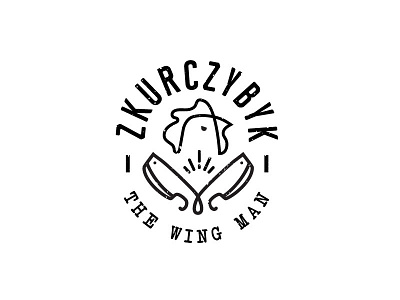 The Wing Man Chicken logo chicken food line logo mark marzec wings
