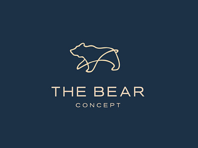 The Bear logo animal animals bear dark elegant gold investment line logo one line real estate