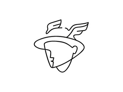 Hermes logo eyes face finance god headlogo hermes logo man marzec mythology people wings