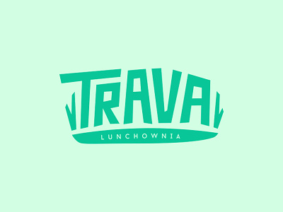 Trava restaurant logo domek eco fancy food grass green letters logo lunch marzec restaurant typography