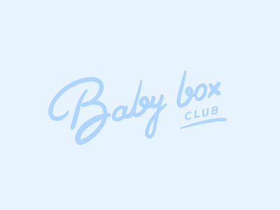 Baby box logo baby blue box calligraphy club. pastel handwriting kids newborn