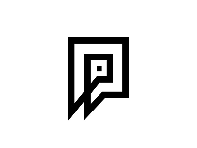 Logo letter P alphabet black domek double letter line localization logo marzec monogram simple square