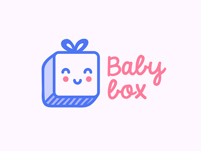 Baby box logo baby box colorful cute domek face illustration kids logo marzec simple smile