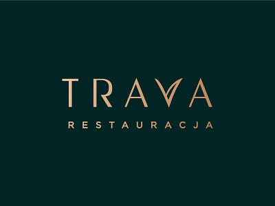 Trava The Grass Restaurant bistro branding design domek elegant food gold logo logotype luxurious marzec restaurant simple typography vector