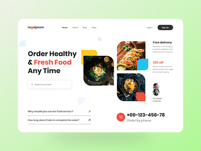 Food delivery website header branding food delivery home page landing page ui ux website header woocommerce