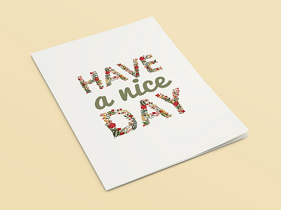 Postcard "Have a nice day" card day floral letter lettering nice postcard wish word