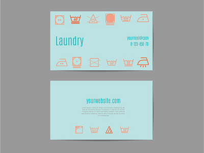 Template business cards with symbols for laundry garment care. bleach business card cloth clothing iron ironing laundry graphic symbol template vector