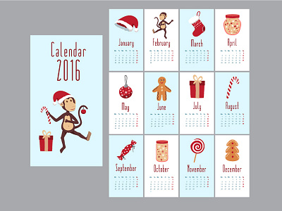 New Year's calendar for 2016 2016 balloon calendar celebration christmas date jewelery new sweet template vector
