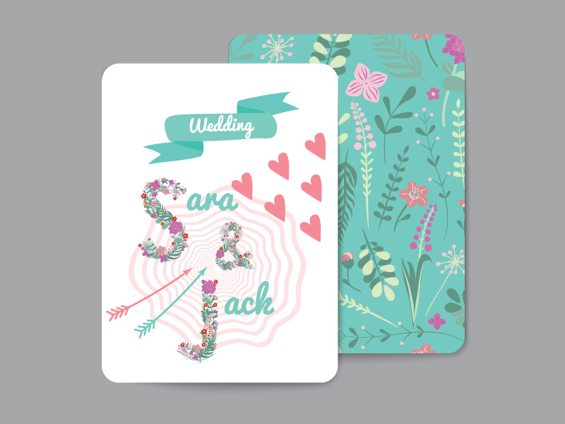 Floral greeting cards wedding ceremony celebration card bouquet botanic bloom birthday banner arrow ampersand