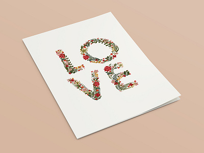 Floral Card Love card design floral flower graphic illustration lettering love postcard valentine word