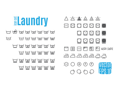Laundry symbols. bleach element ironing liquid temperature warm