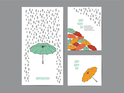 Templates for design of cards, banners and flyers. autumn card day design drop illustration postcard rain template umbrella vector weather
