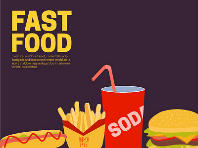 Banner with fast food banner fast food french fries hamburger hot dog illustration soda vector