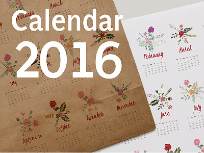 Template page calendar for 2016