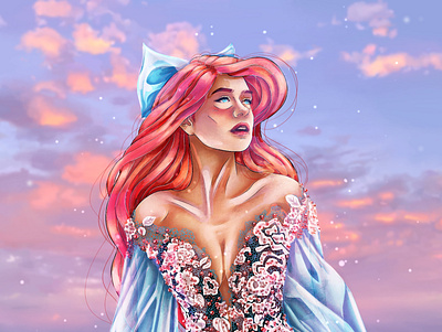 Ariel, looking for her prince to come ariel art design digital disney illustration mermaid procreate thelittlemermermaid