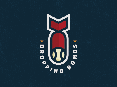 Dropping Bombs ball baseball blue bomb drop homerun logo red sports