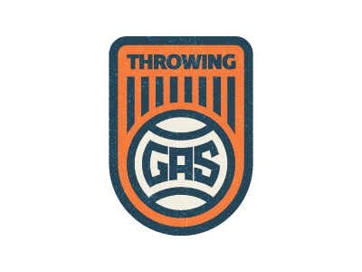 Throwing Gas Baseball Badge badge ball baseball blue fastball gas logo orange retro texture throw vintage