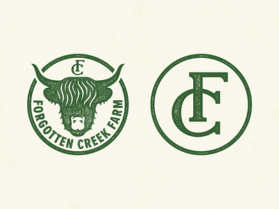 Forgotten Creek Farm animal cattle cow farm farmer fc logo monogram